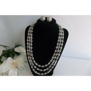 Vtg Trifari ELECTRA Silver Necklace Earring Set